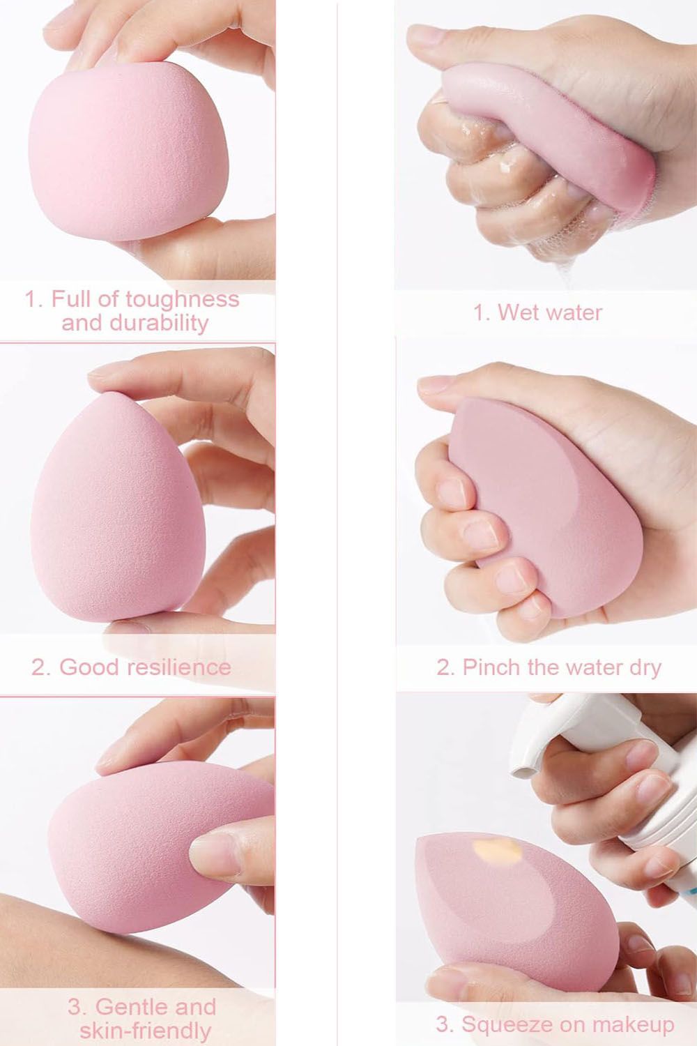 Living and Home 4 Pack Beauty Blender Foundation Sponges Set High Density Makeup Sponge