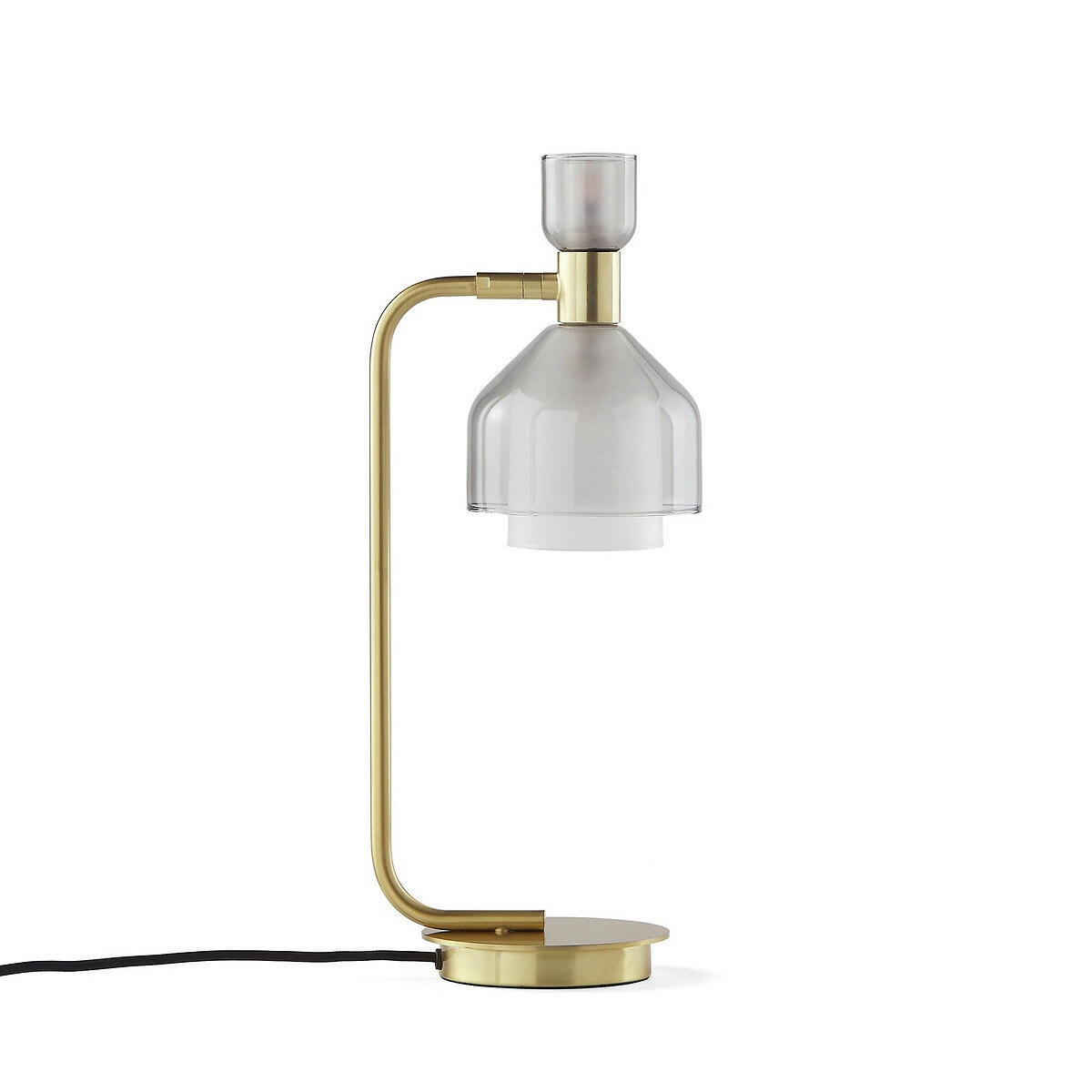 Lampe à poser métal fer laitonné verre fumé Amoris