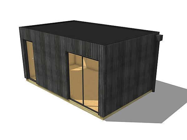 Annexe de jardin sans permis en bois 5,5 x 3,5 x 2,7 m avec plancher isolé / menuiseries alu k-line