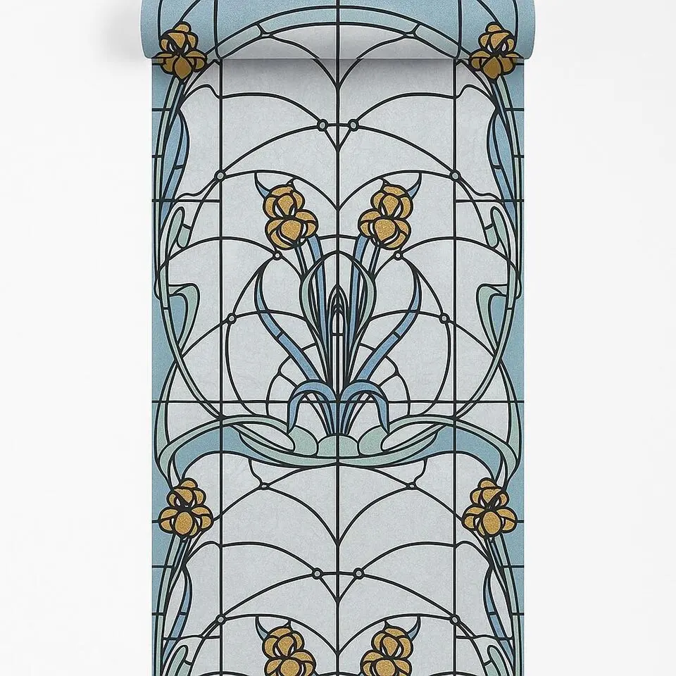 Dutch Wallcoverings Vliesbehang Artifice glas in lood - grijs/petrol - 10mx53cm