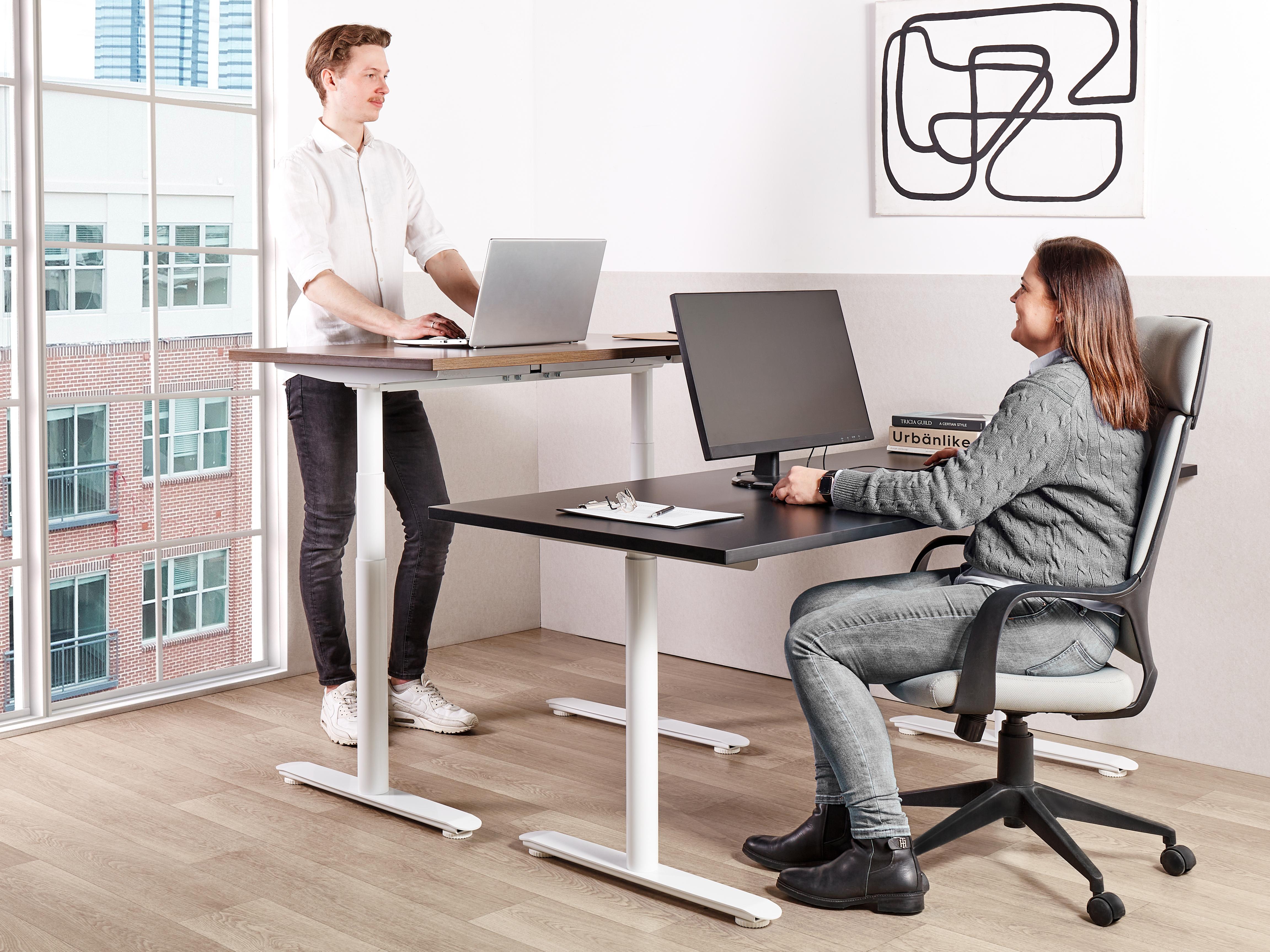 Electric Adjustable Standing Desk DESTINAS Black/ White 160 cm 72 cm