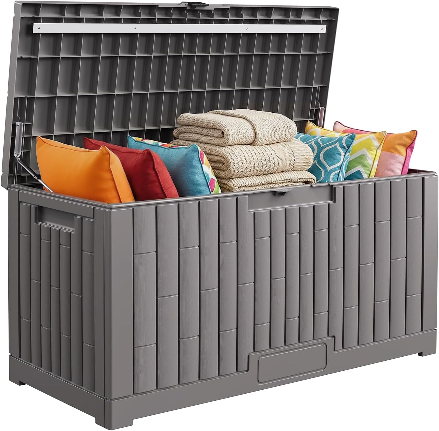 Jocoevol Deck Box 100 Gal, UV Resistant & Waterproof Outdoor Storage Box with Lock, Easy Assemble Storage Bins Container for Pool Patio Garden
