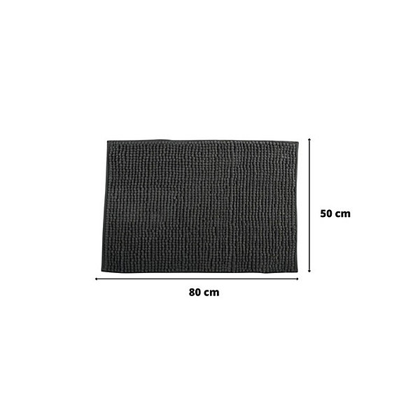 Lot de 2 Tapis de bain Microfibre CHENILLE 50x80cm Gris Foncé MSV