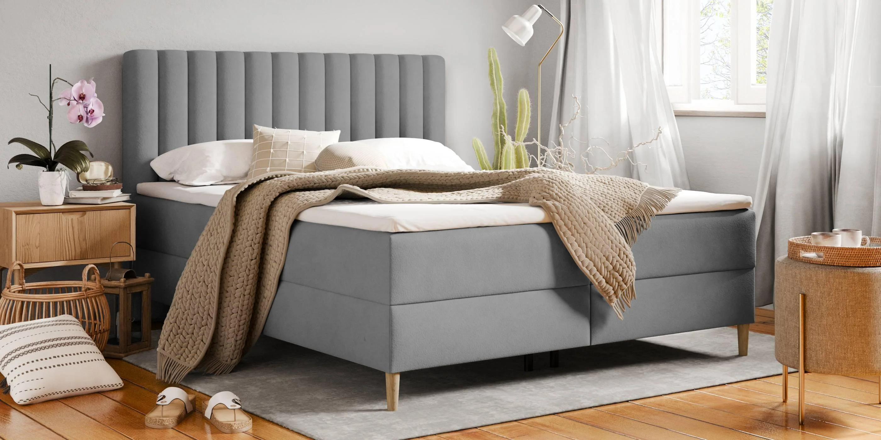 Boxspring Quadro velvet met opbergruimte 160 x 200 cm