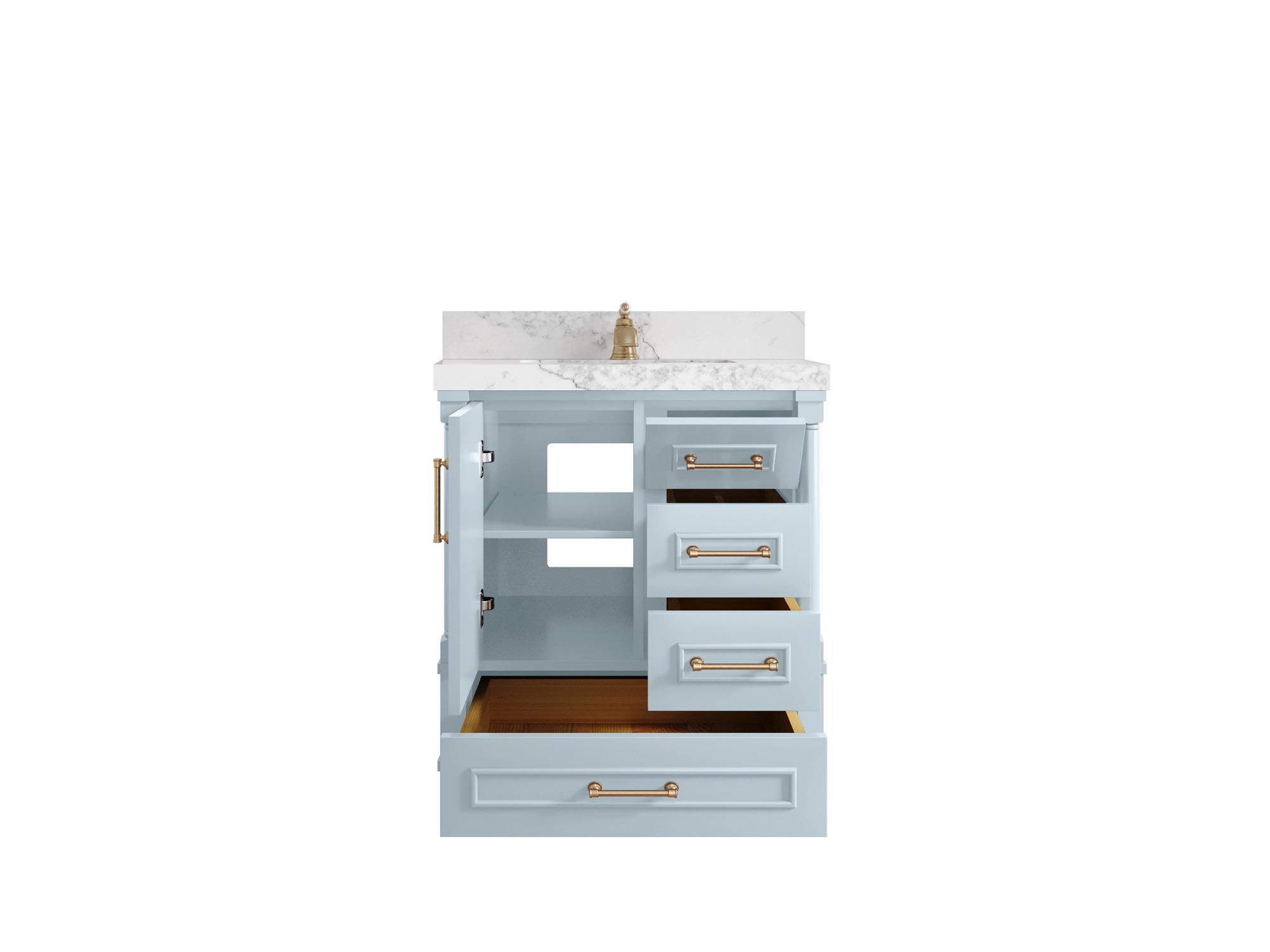 Aberdeen 30 in. W x 22 in. D Single Sink Bathroom Vanity in Blue Heather with Quartz or Marble Countertop | MODERN VANITY | PREMIUM Q