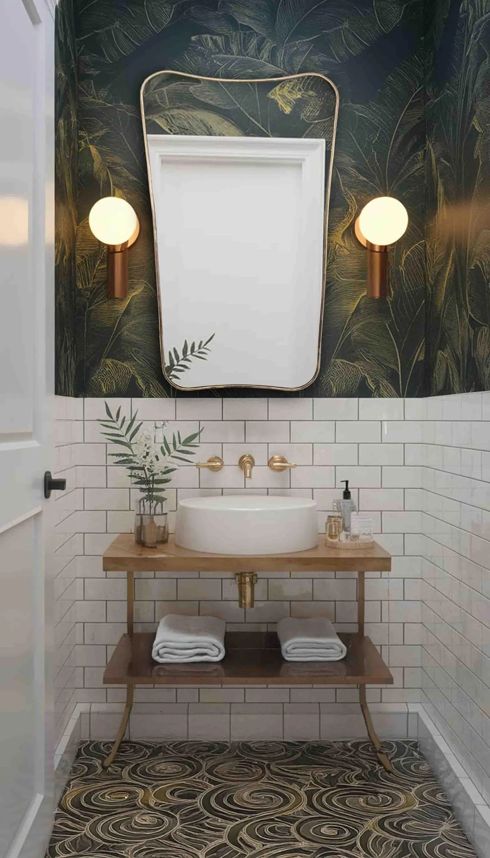 Bathroom Mirror : Italian Style Butterfly Vanity Mirror, Golden Irregular Asymmetrical Wall Mirrors
