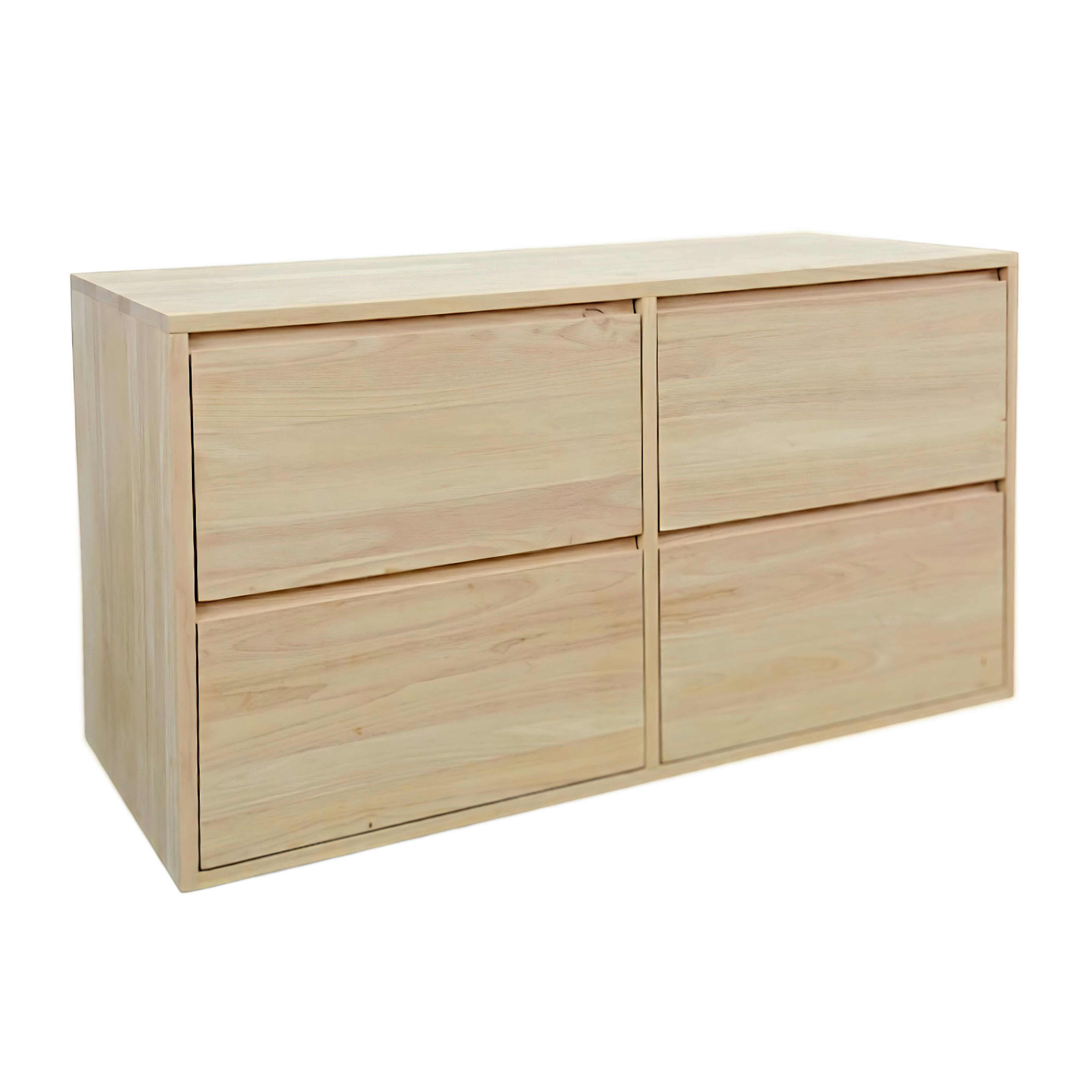 Meuble Hévéa 4 grands tiroirs 120x50x65cm BALTIC