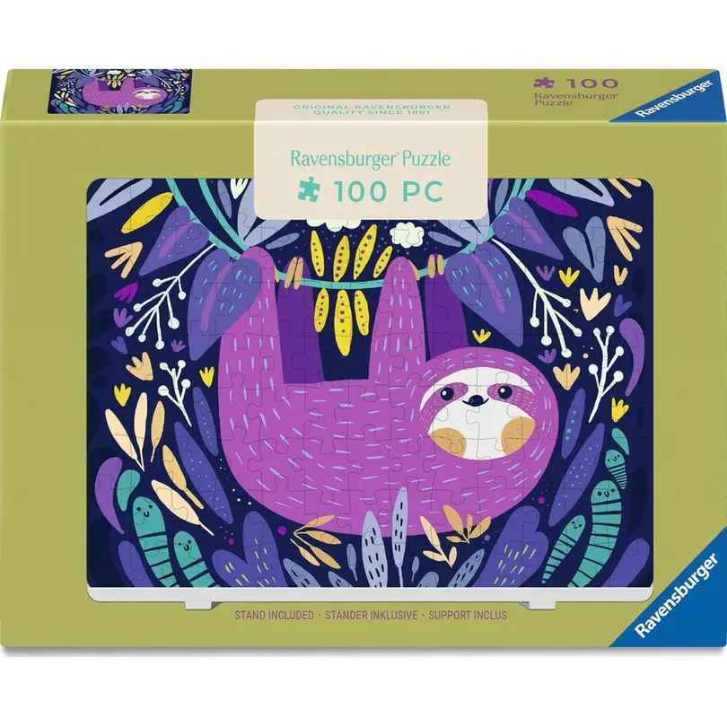 Puzzle 100-teilig Lächelndes lila Faultier