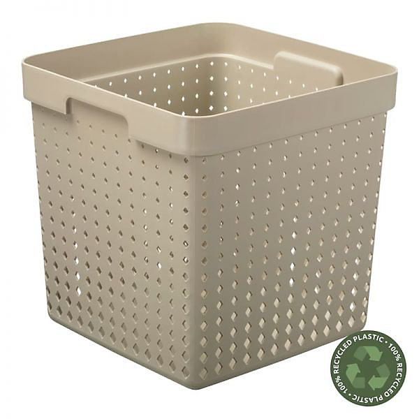 Grand Panier de rangement en Plastique Recyclé XL - Caramel