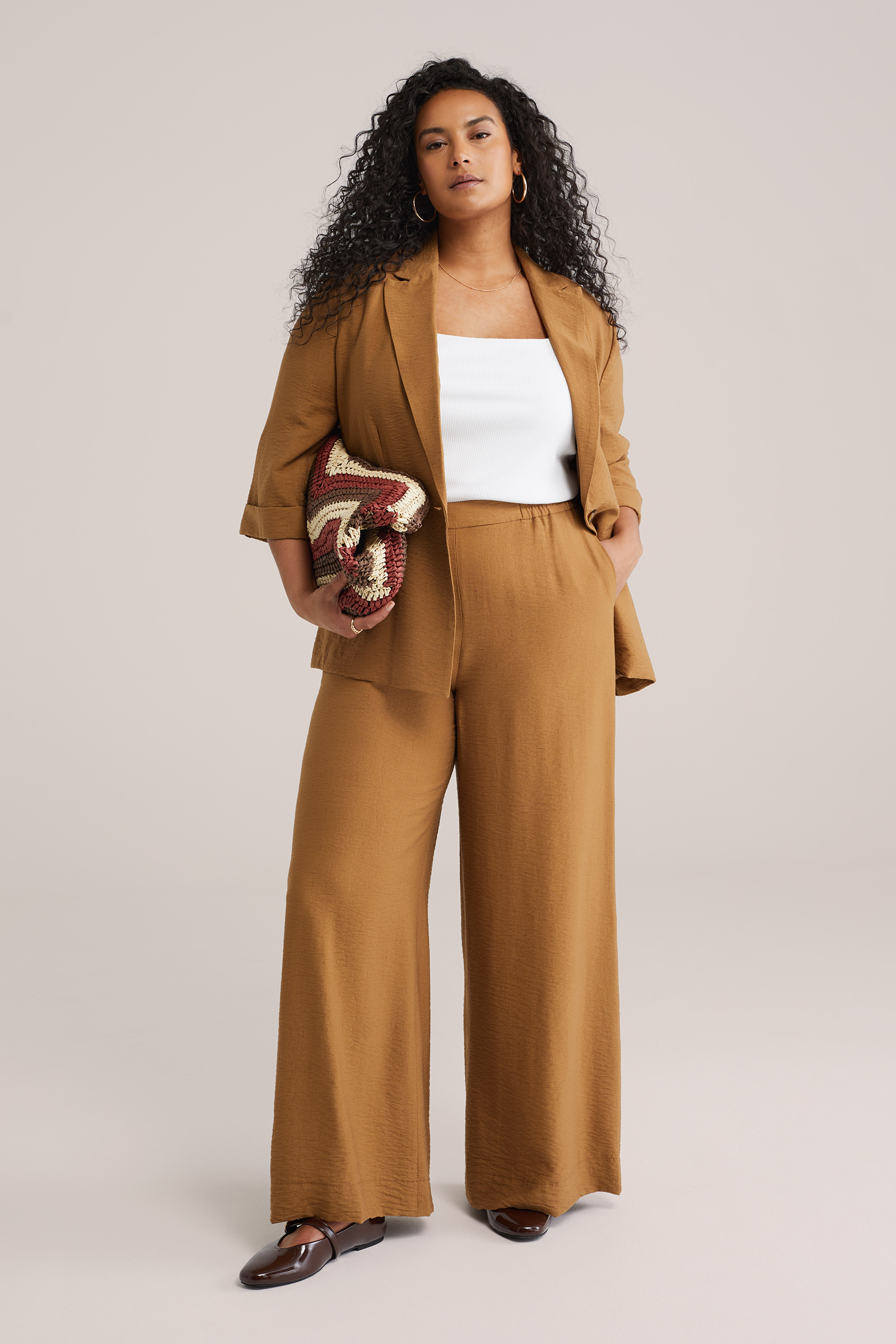 Dames wide leg pantalon met structuur - Curve