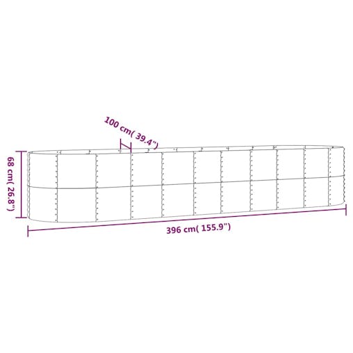 NNEVL Garden Planter Powder-coated Steel 396x100x68 cm Grey