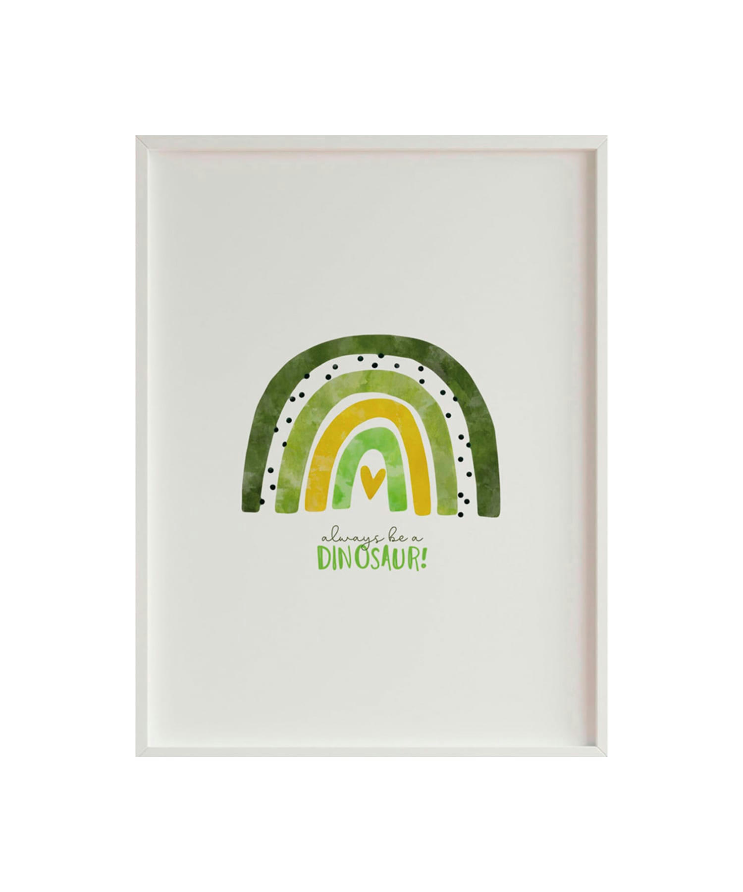 DECOWALL - Impression de arc-en-ciel vert encadrée en bois blanc 43X33 cm