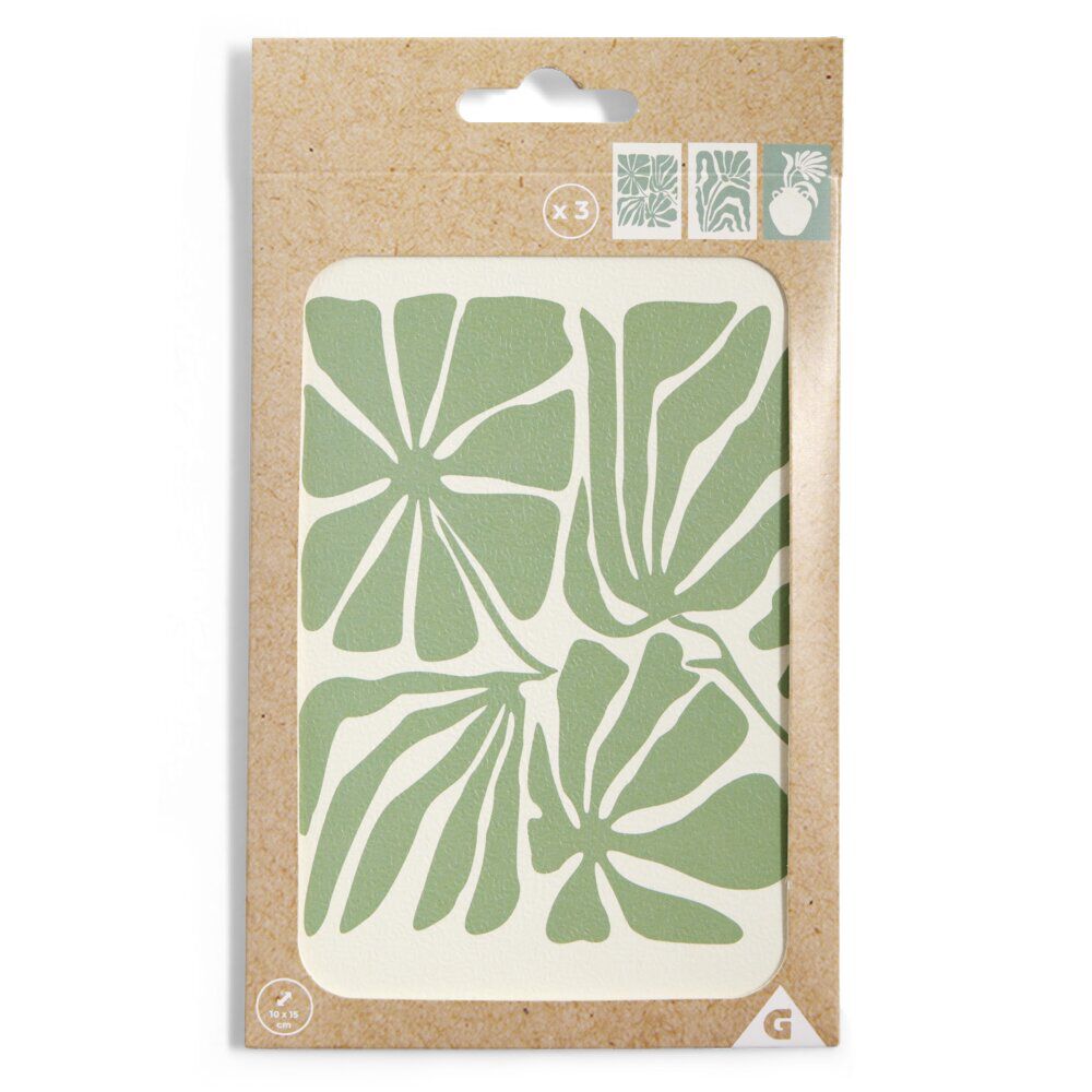Lot de 3 affiches papier vert et blanc 10x15cm