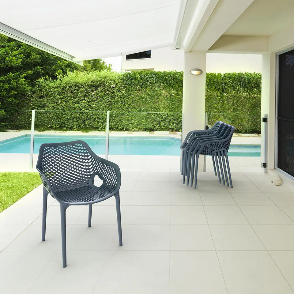 Garden Impressions Air XL kunststof tuinstoel d. grijs - 4 stuks