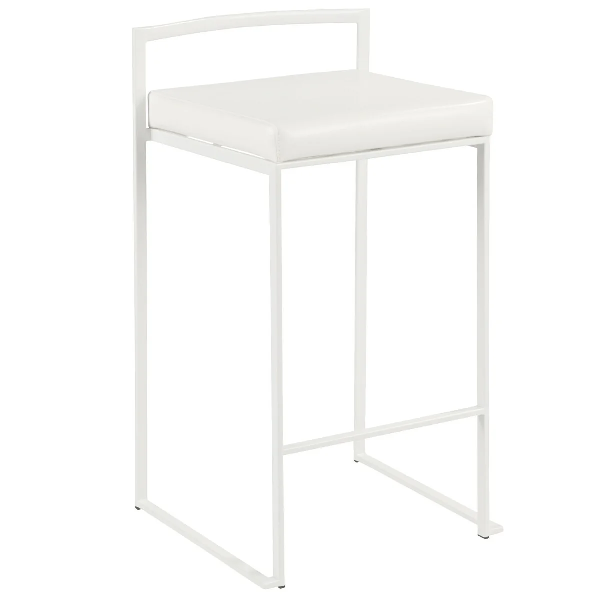 Set of 2 White Faux Leather Stacker Counter Stool - 31