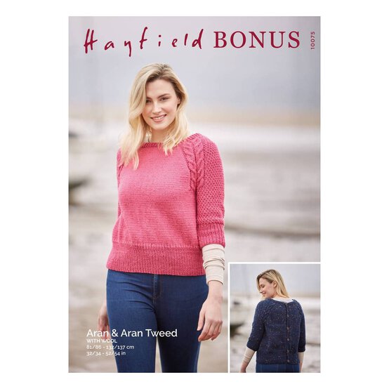 Hayfield Bonus Aran Jumpers Pattern 10075