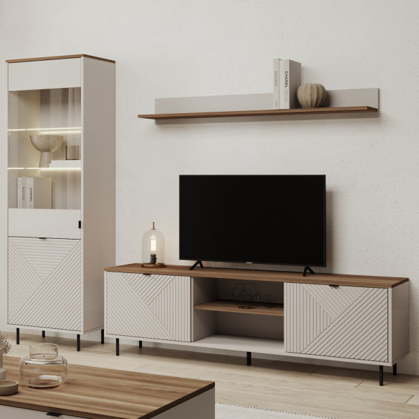 Półka Wisząca do Salonu BLUSH 150 cm Kaszmir/ Dąb castello