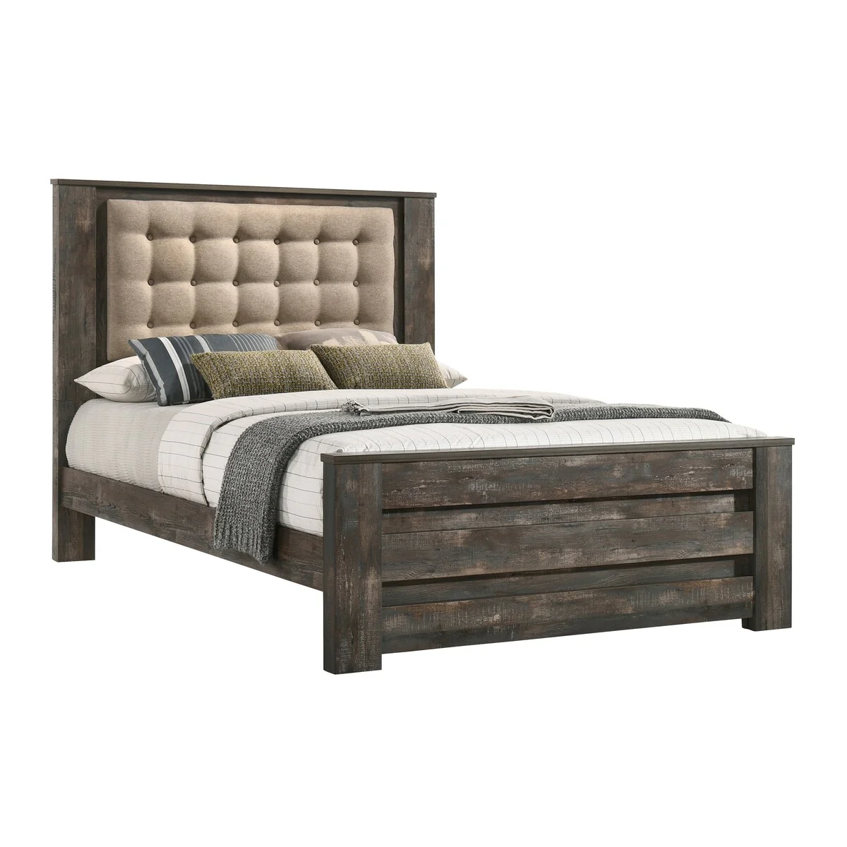 Weston Weathered Dark Brown 4-piece Bedroom Set with 2 Nightstands