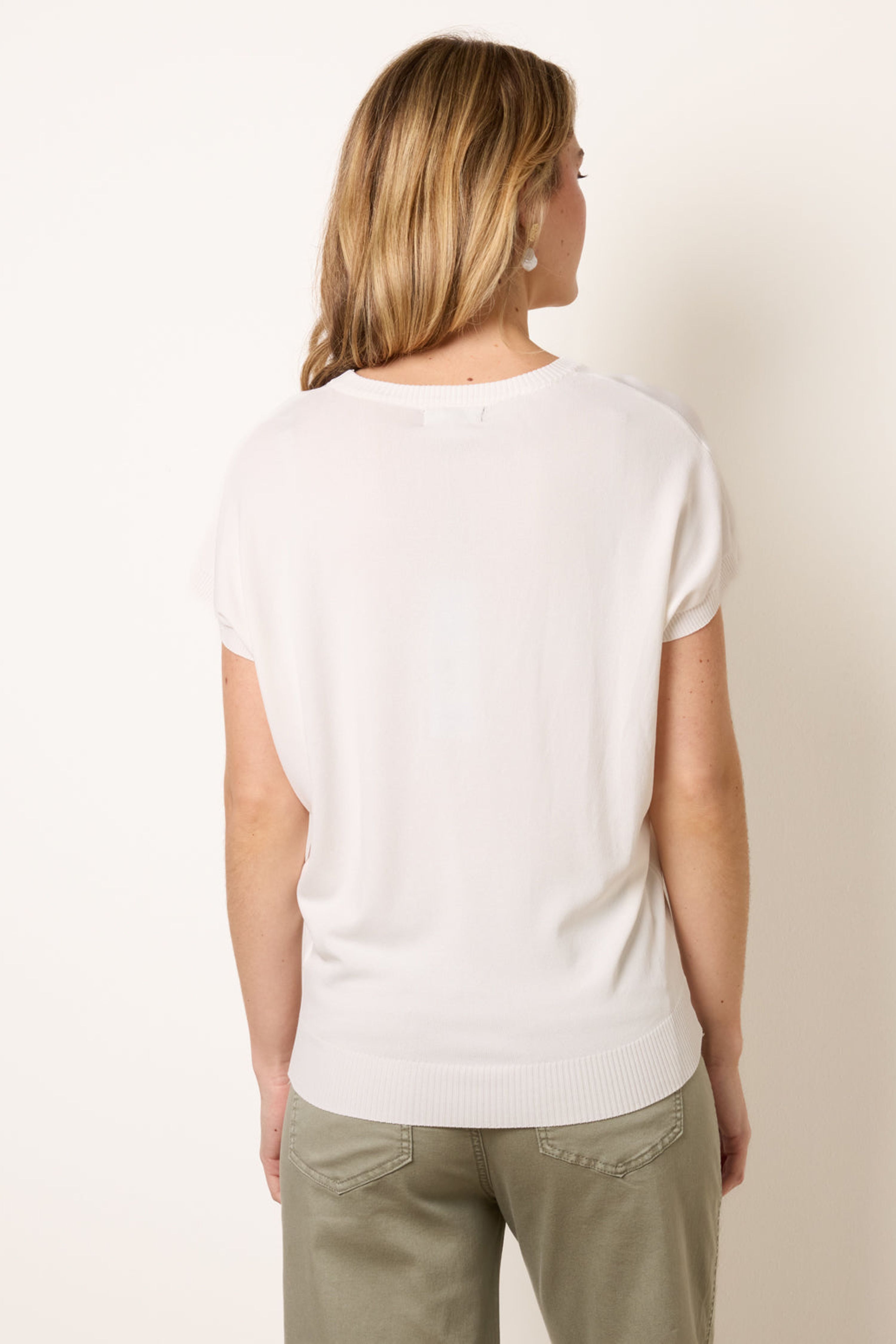 Blue Vanilla Ivory Short Sleeve Texture Knit Top
