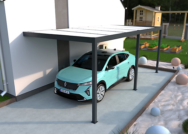 Carport adossé aluminium gris RAL 7016 Cosmeo 3 x 6 m Alumin'home