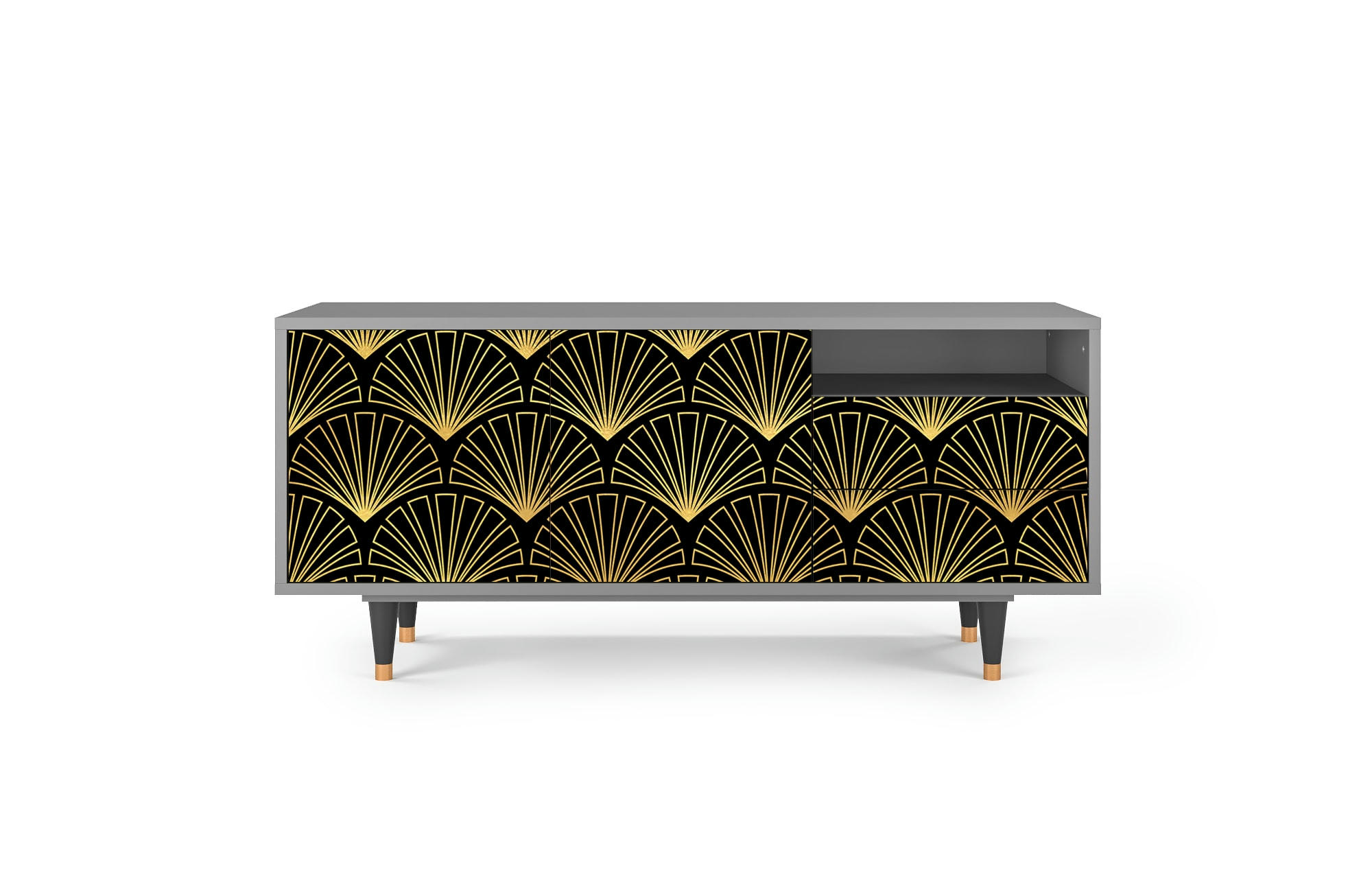 BIRD OF JUNO - Meuble TV  noir 2 tiroirs et 2 portes L 125 cm