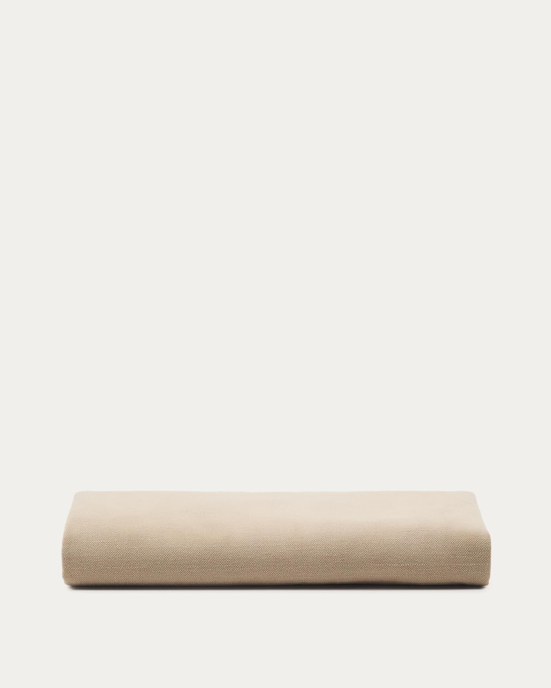 Linen and cotton Jaira bed base cover in taupe for a 150 x 190 cm mattress