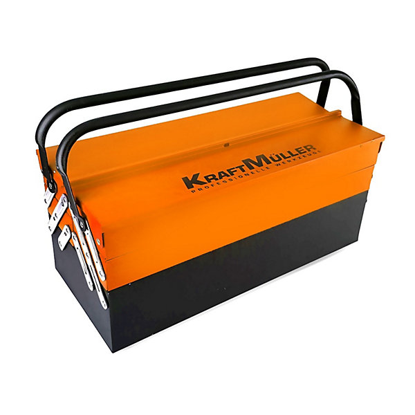 Caisse à outil Kraft M&uuml;ller KM-85PCS Orange, en métal ultra résistante 85 outils, Top Qualité Chrome Vanadium, Tournevis, Pince