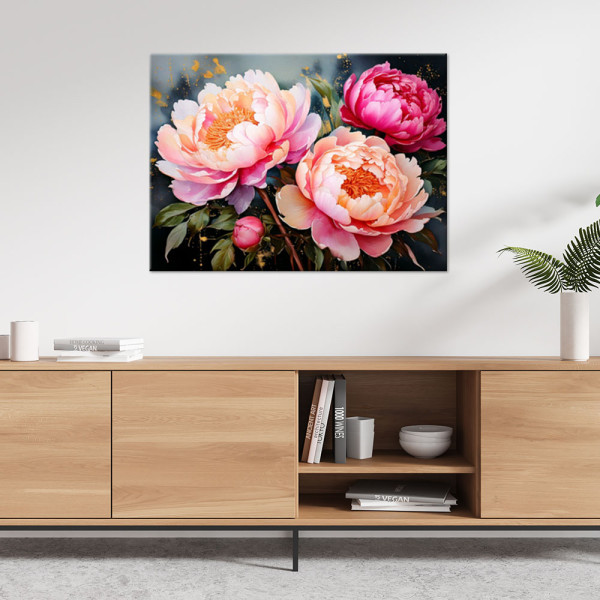 Feeby Obraz do salonu sypialni, kuchni Nowoczesne Piwonie Kwiaty 60x40