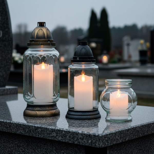 Świeca LED elektryczna na baterie, wkład do znicza z ruchomym płomieniem