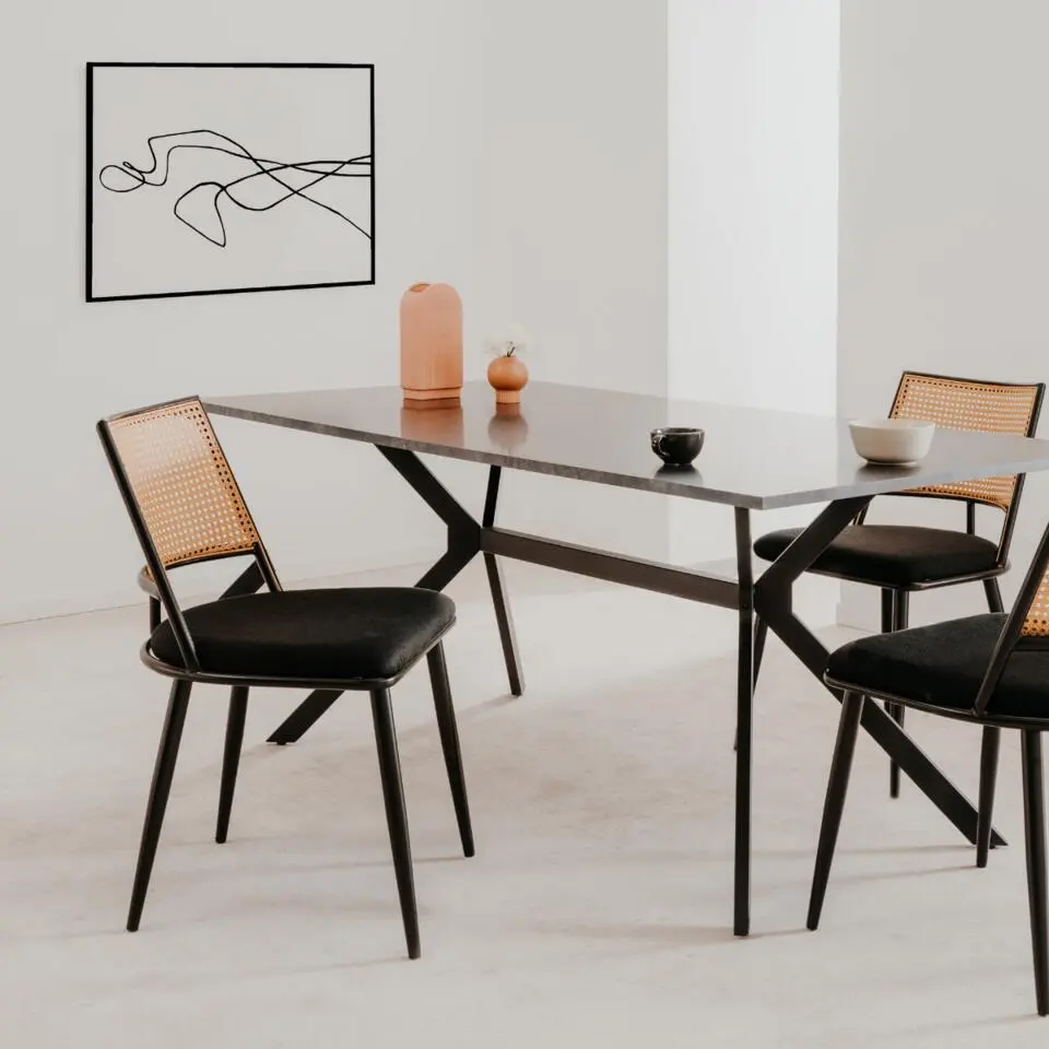 CALICOSY - Set van 4 stoelen SCHILLER - Zwart - 79x47x48,5 cm