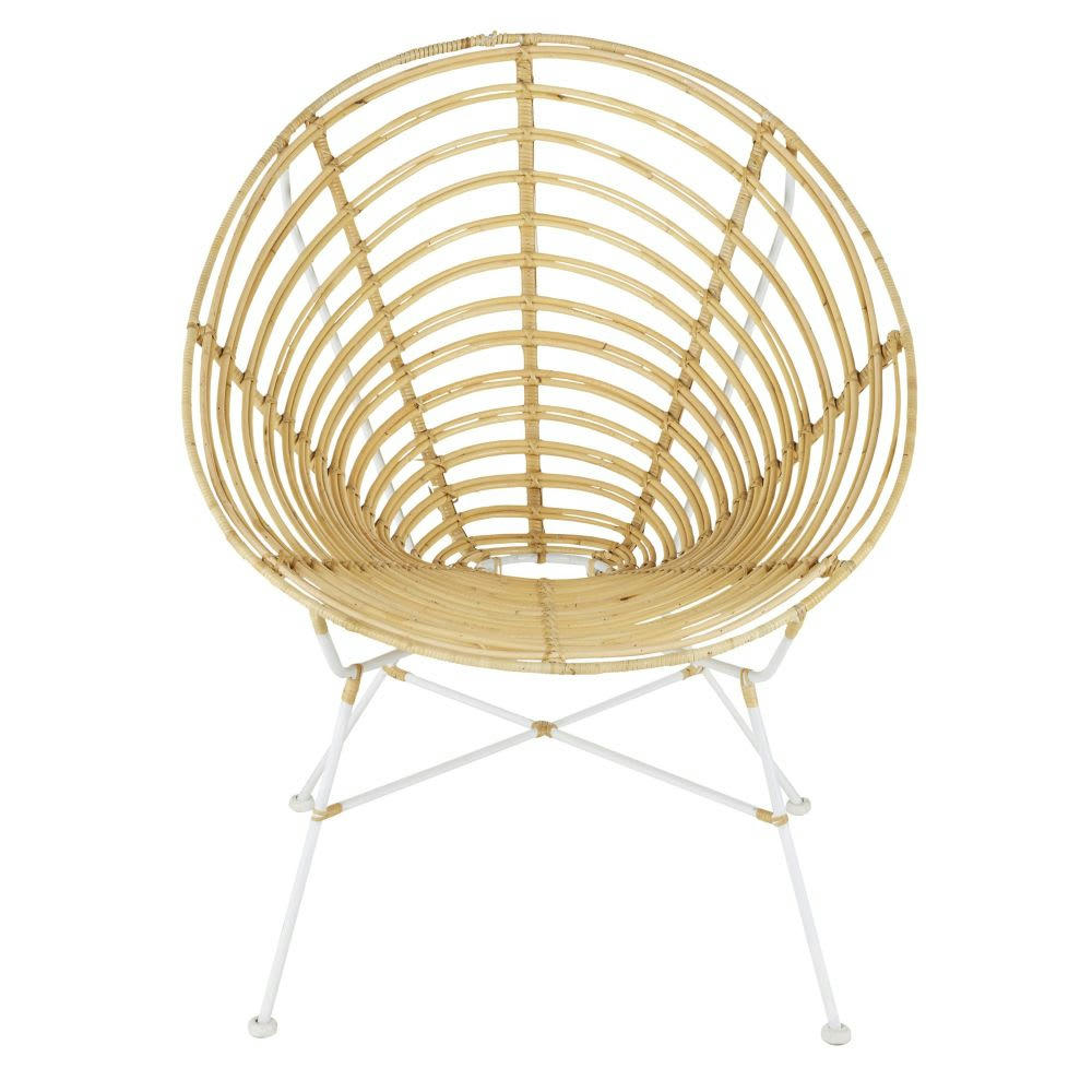 Melila - Fauteuil en rotin et métal blanc