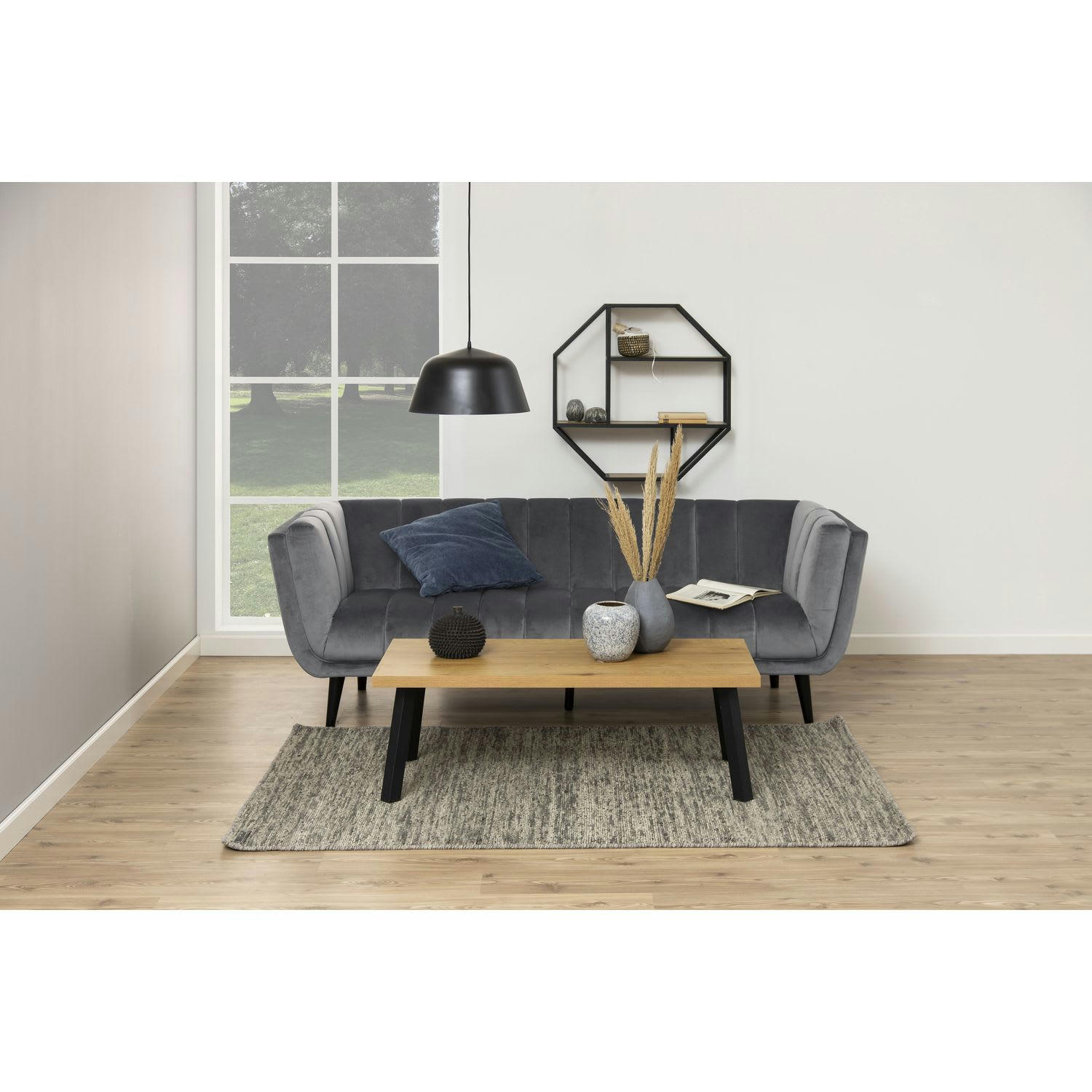 SIREINE - Etagère murale hexagonale en mdf et métal beige