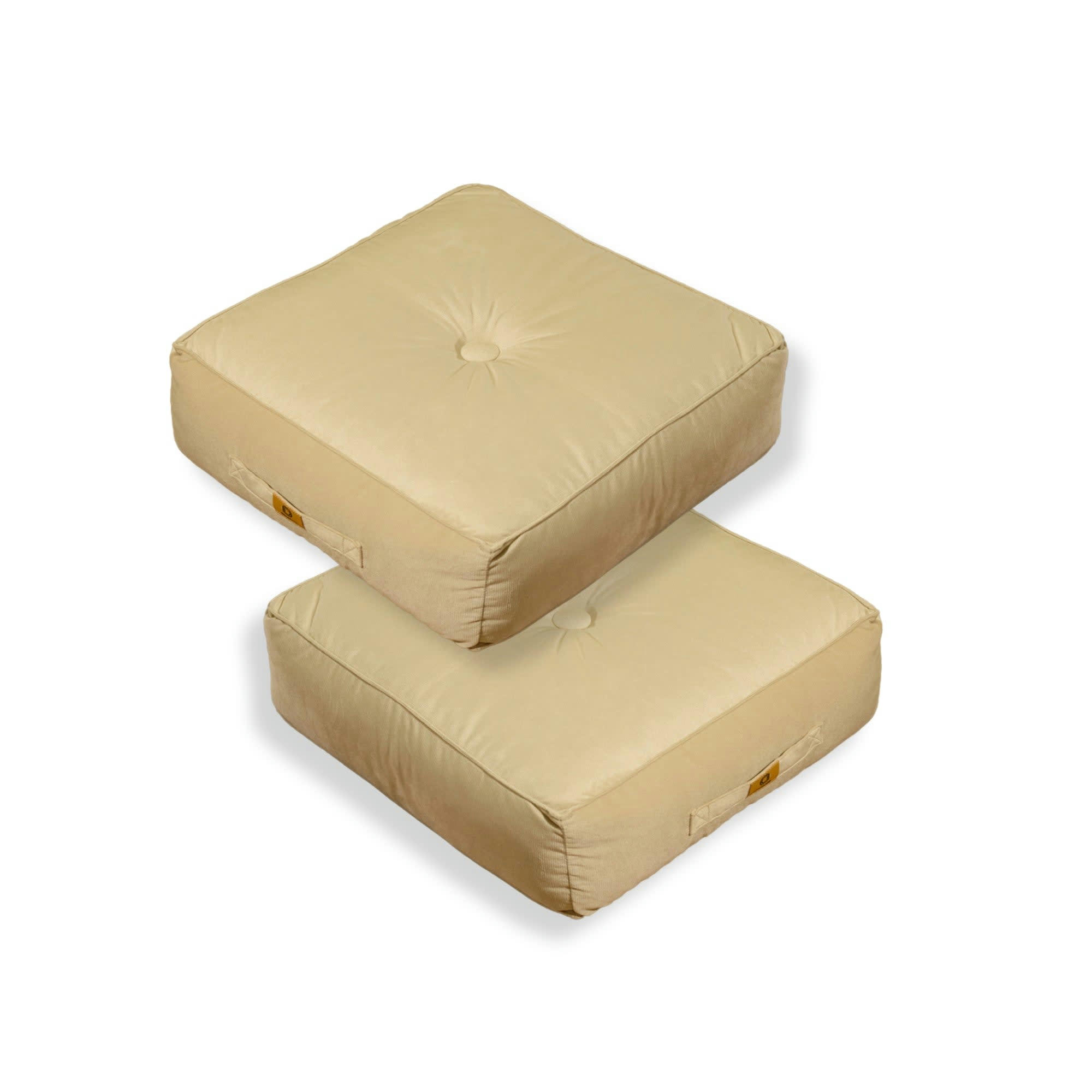 - Pouf en velours 50 x 50 x 14 cm lot de 2 - crème