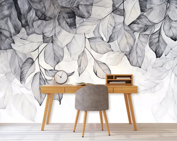 Fototapeta Szare Liście Wiszące Sypialnia Salon Tapeta Flizelina 250X175