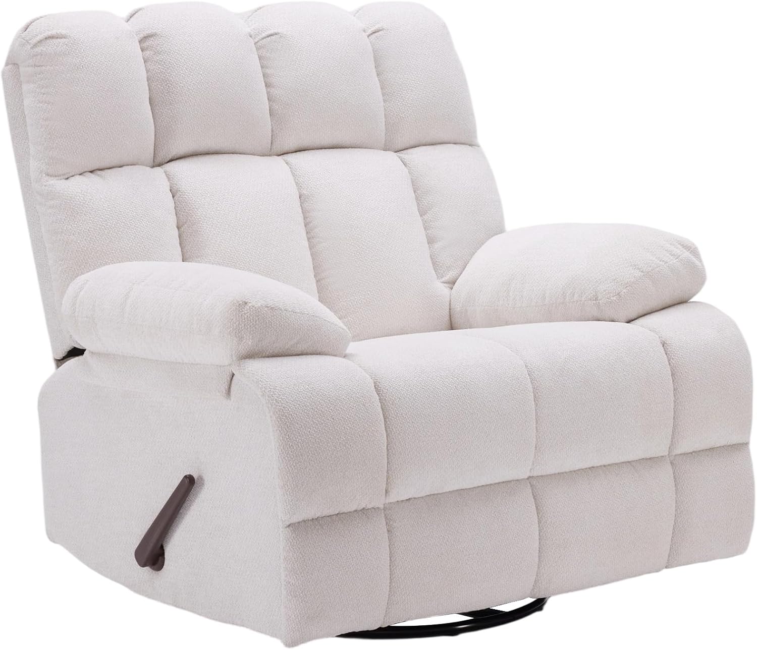 360° Swivel Glider Recliner, Oversized Recliner Rocker Chair, Extra Wide Manual Recliner, Overstuffed Soft Rocking Sofa Chair for Living Room& Bedroom (Beige)