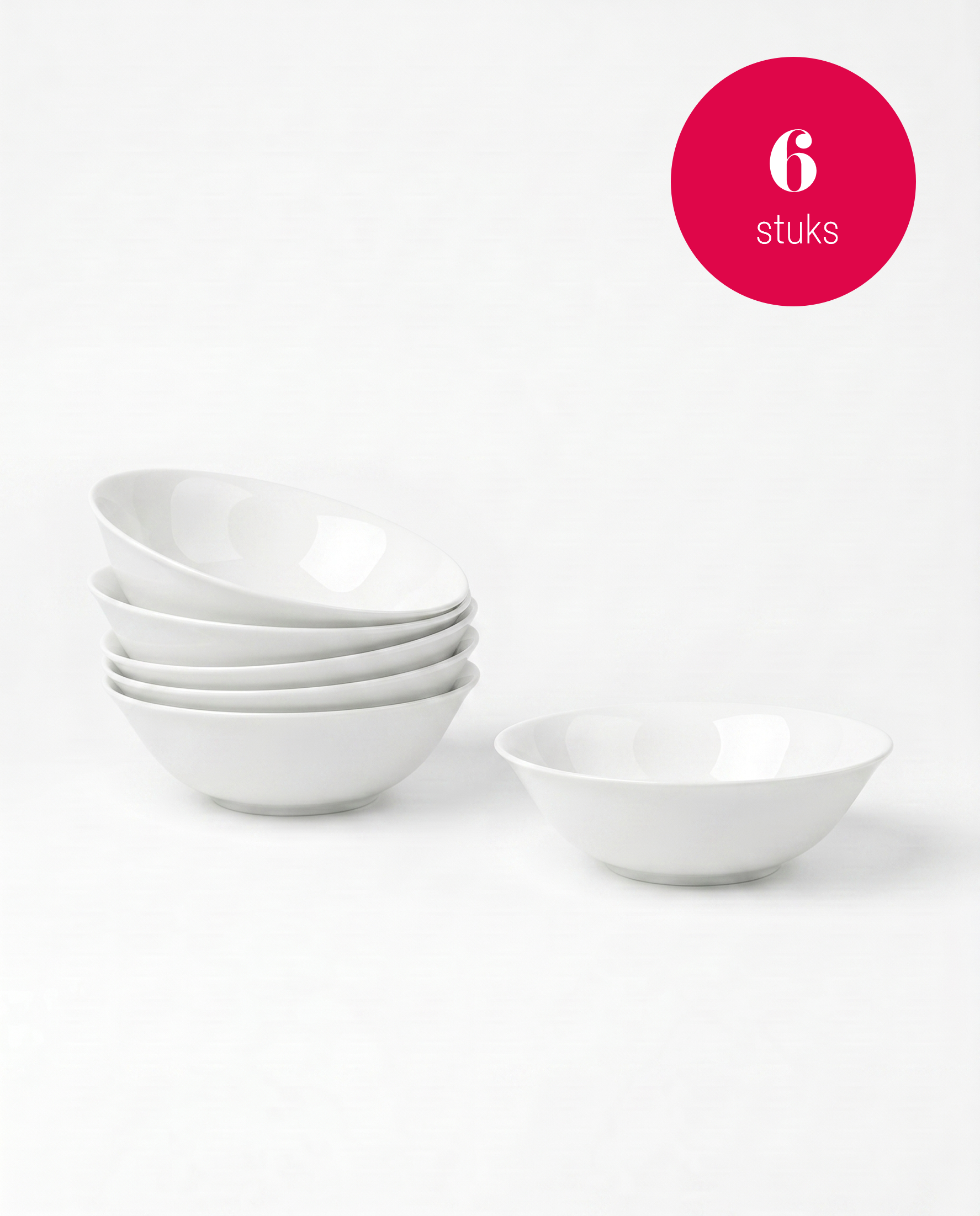 vtwonen - Kommen - Wit - 18 cm - Set van 6