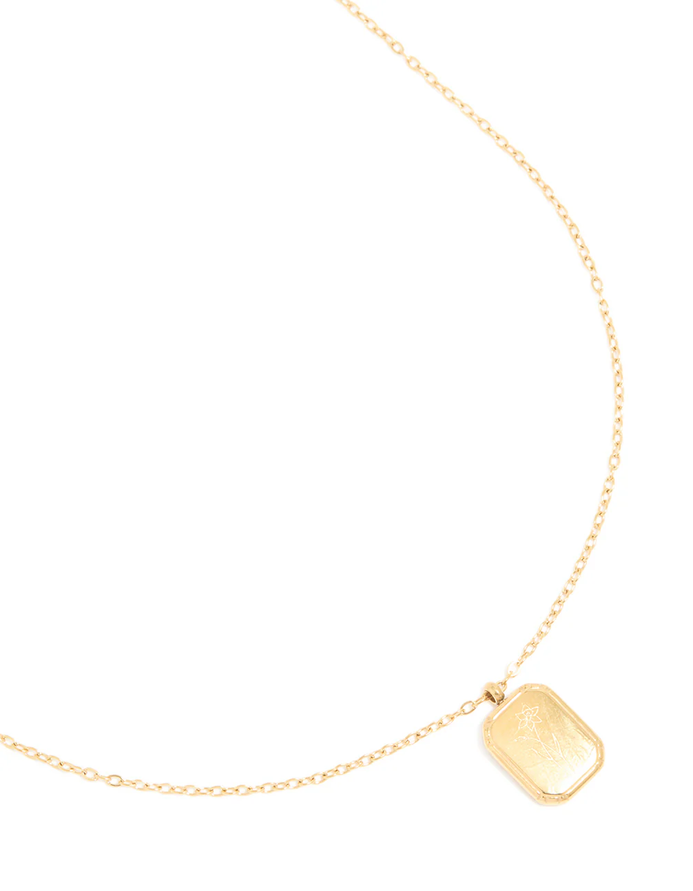 Waterproof Gold Plated Stainless Steel March Birth Flower Daffodil Necklace