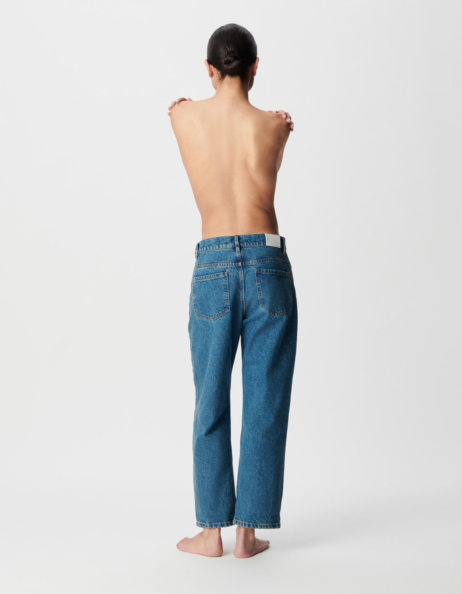 Jean boyfriend bleu longueur cropped Charlotte Femme
