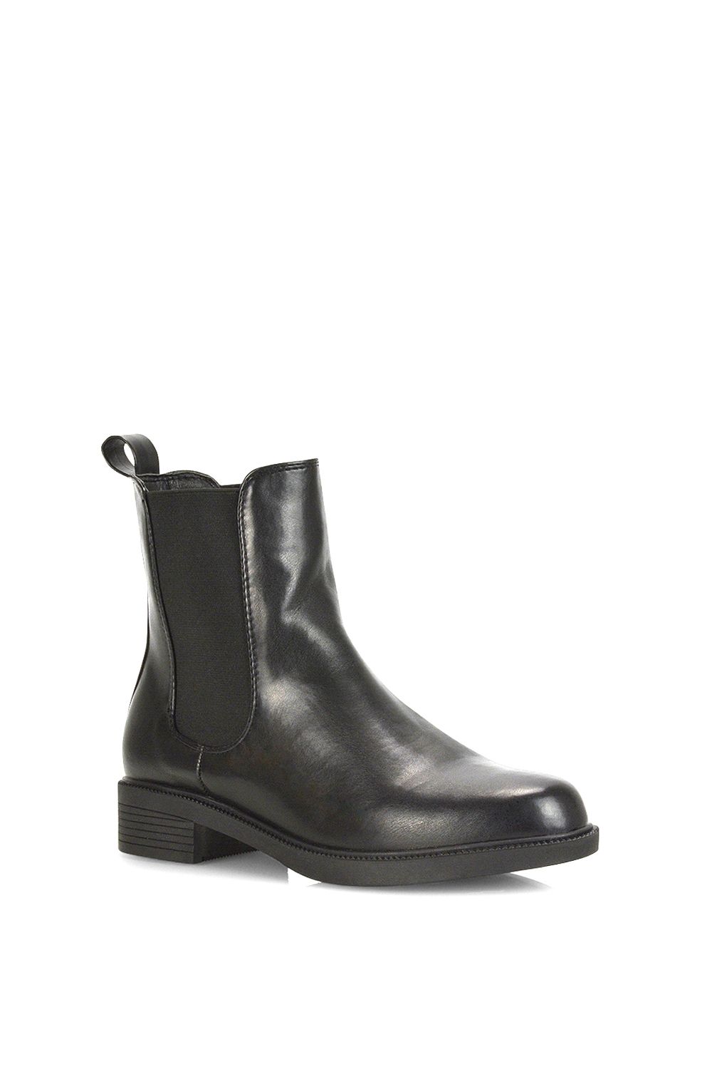 XY London Rachel' Low Flat Block Heel Ankle Chelsea Boots With Round Toe
