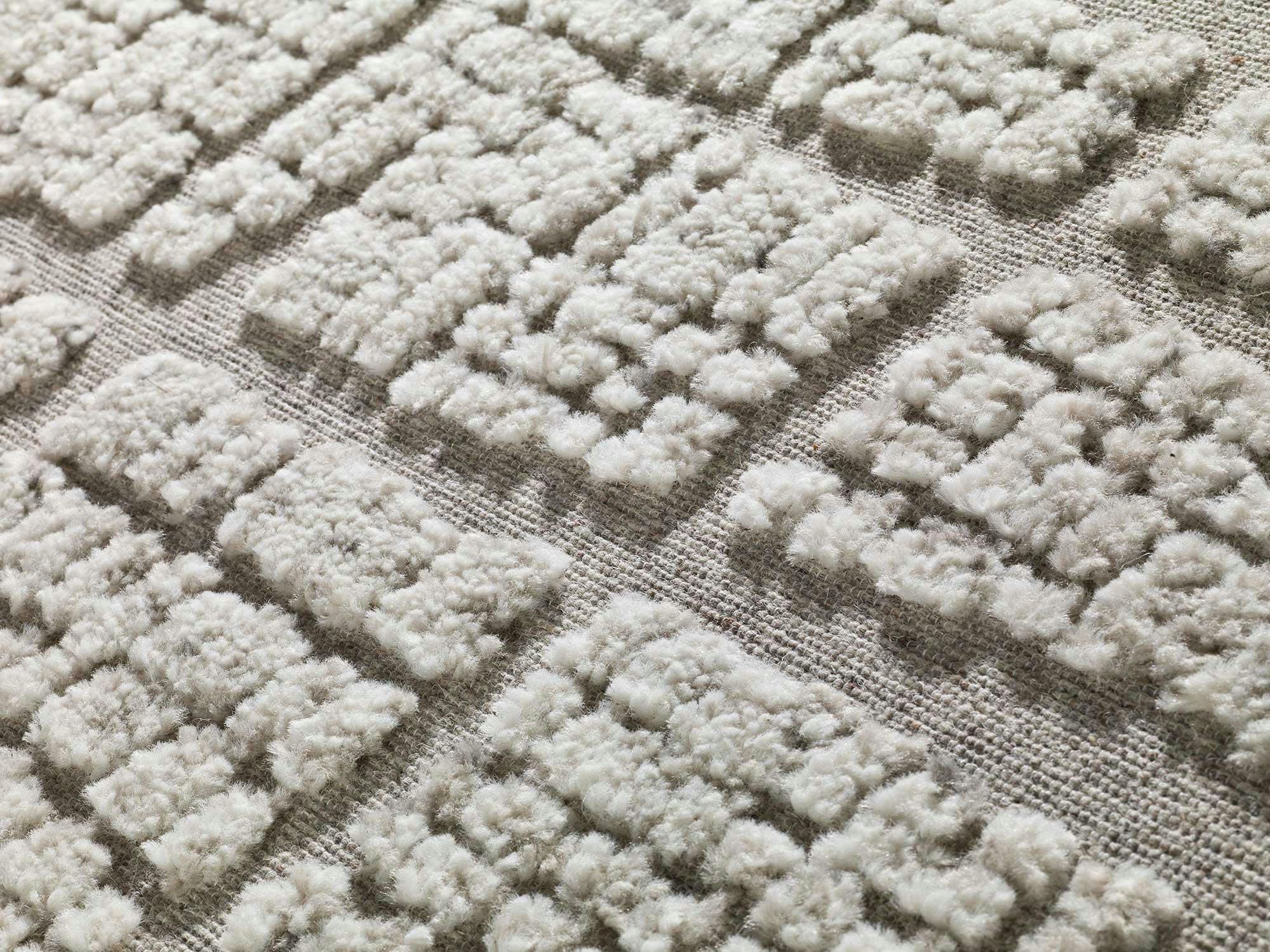 MIRTHA - Tapis en laine avec motifs en relief beige, 154X230 cm