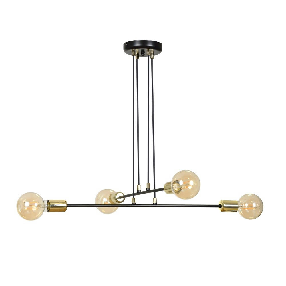 SIVES - Suspension vintage 4 lumières avec structure en métal noir ø70 cm