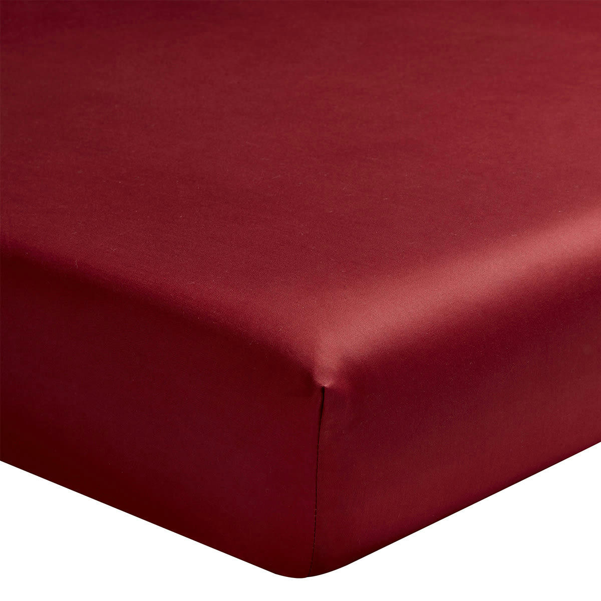 TEO - Drap housse en satin de coton rouge 140x200