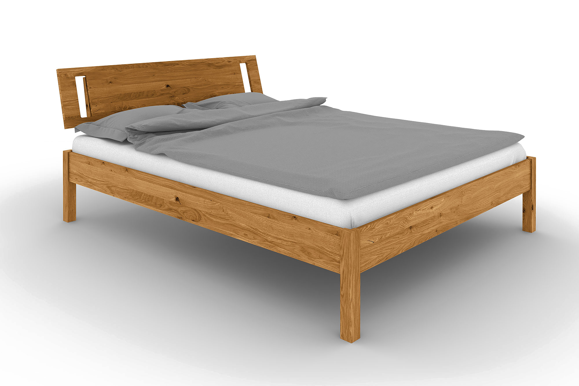 Łóżko VENTO A-7 200x200 cm z Drewnianym Zagłówkiem Dąb Dziki