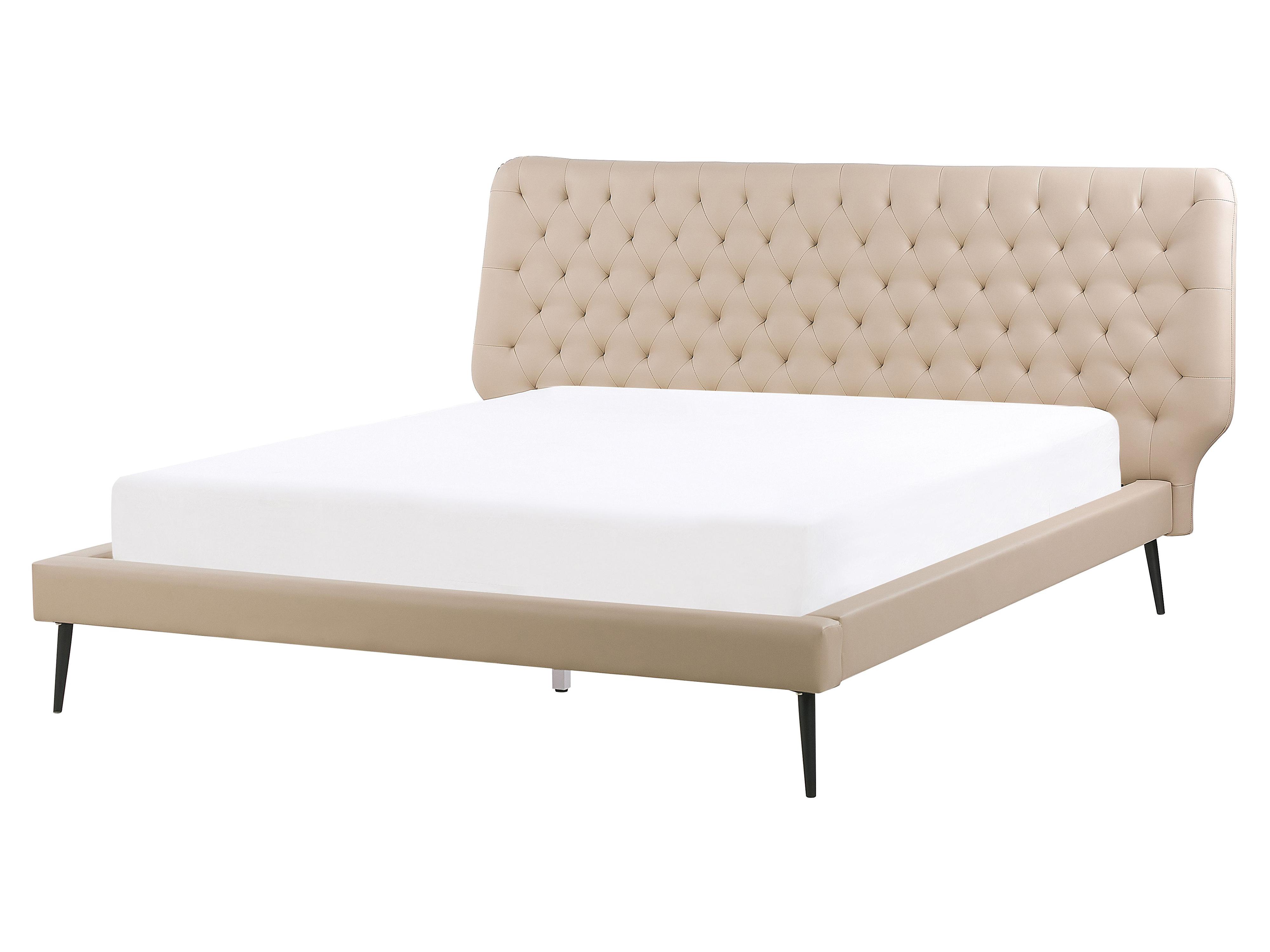 Bedroom Set Faux Leather ESSONNE 160 x 200 cm (EU King Size) Beige