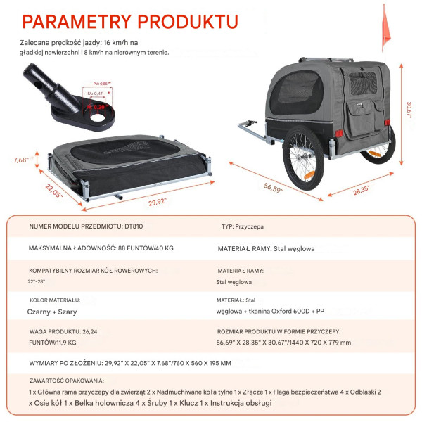 Przyczepa Rowerowa dla Psa 40 kg