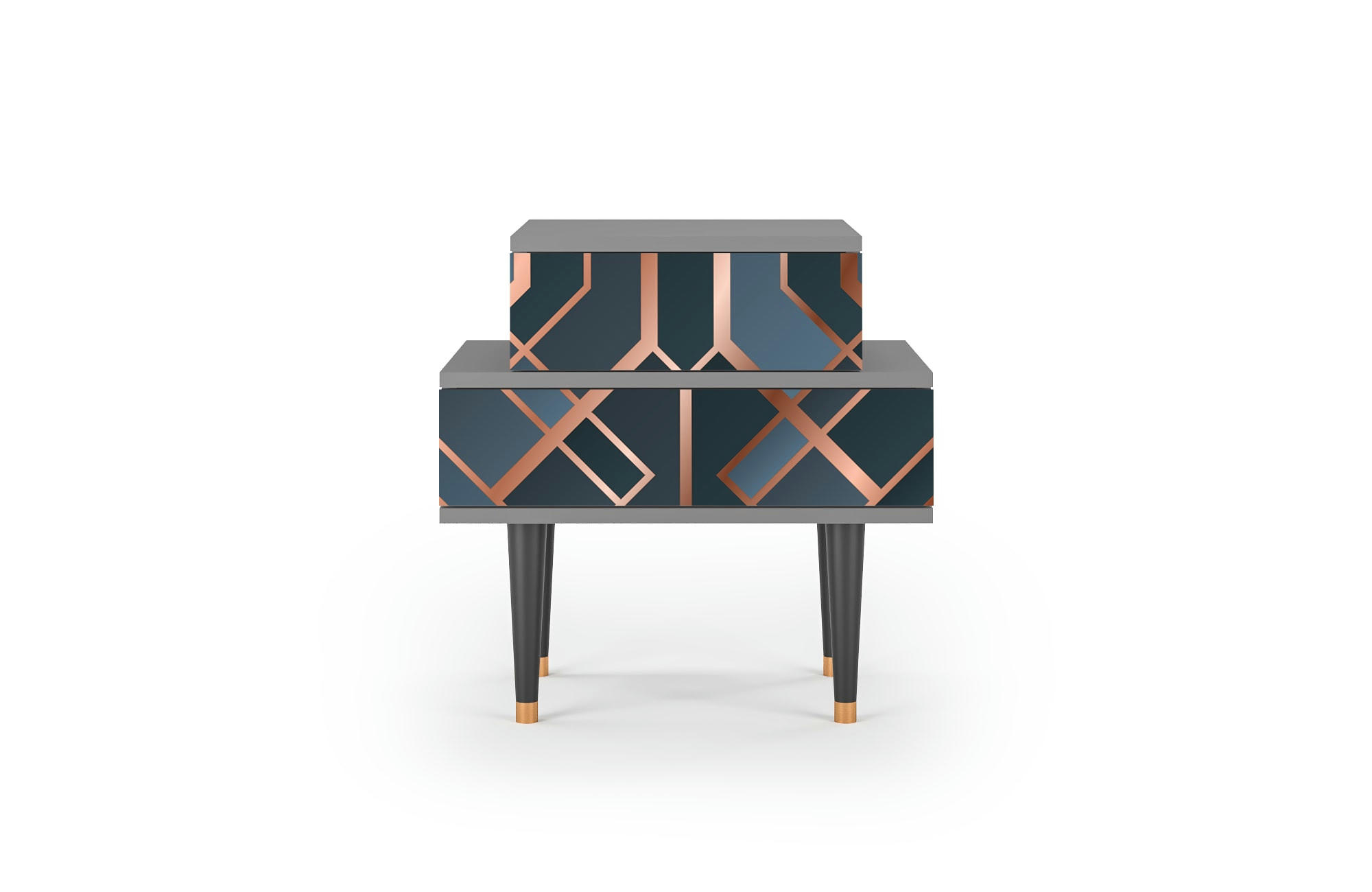 ASHY 1920' - Table de chevet bleu-vert 2 tiroirs L 58 cm