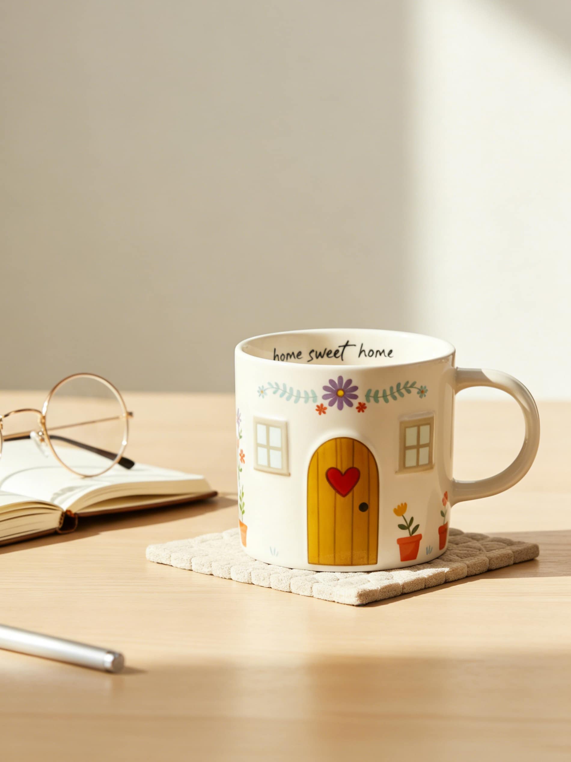 Ceramiczny kubek z motywem domu
