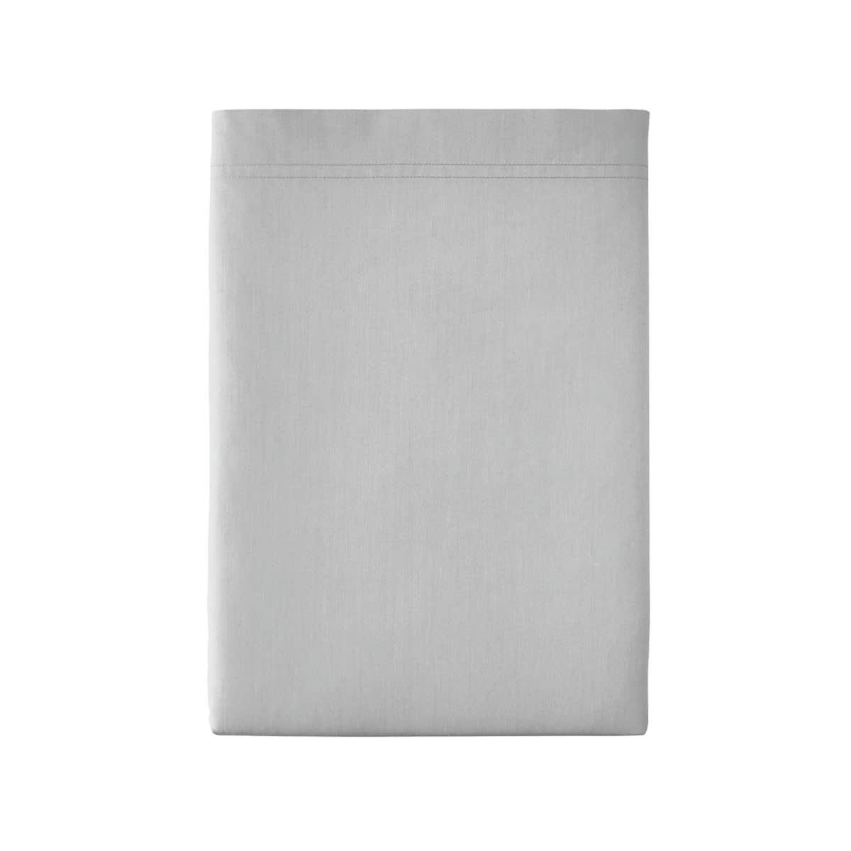 PREMIÈRE - Drap plat en percale de coton gris galet 180x290