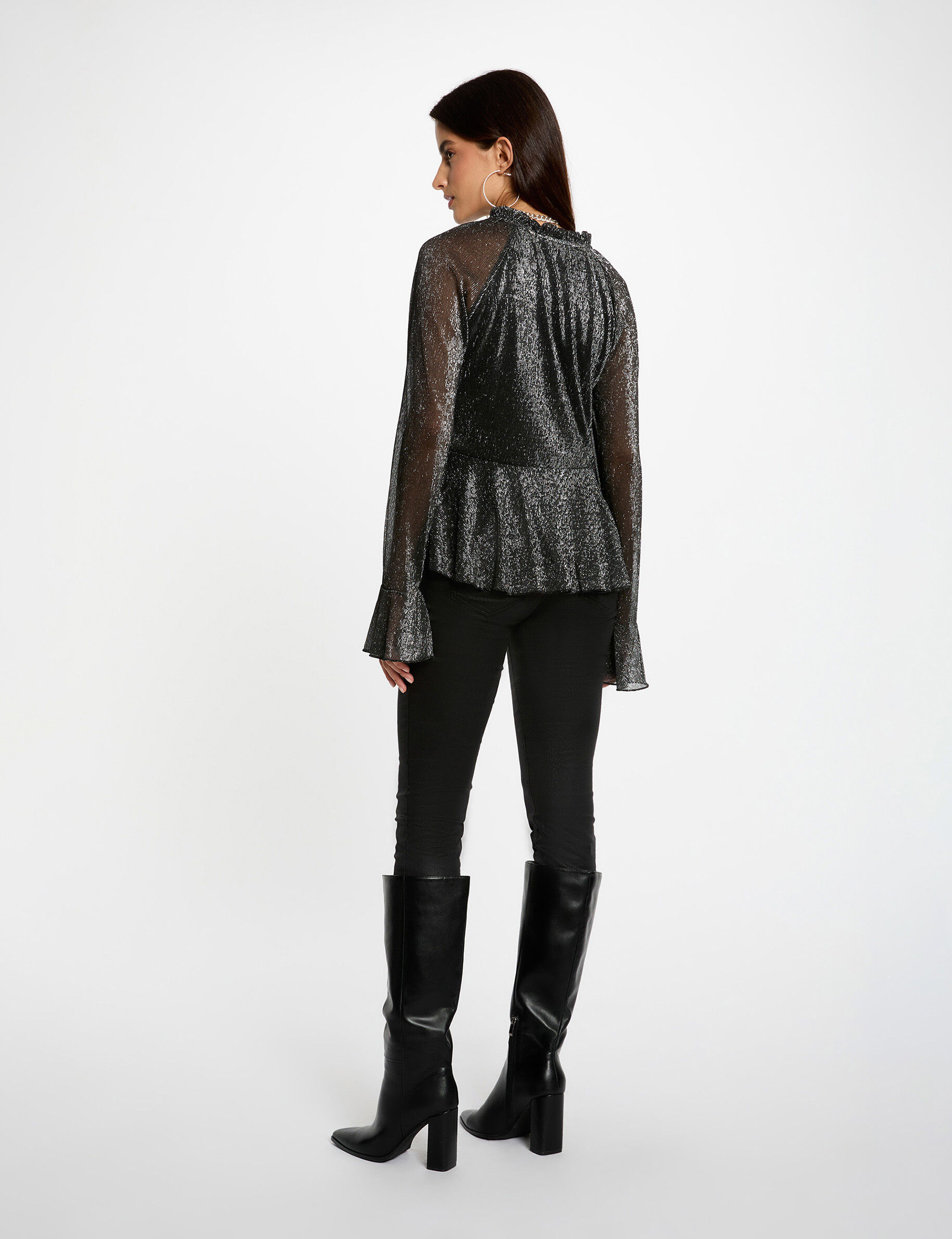 Long-Sleeve V-Neck T-Shirt Black Women