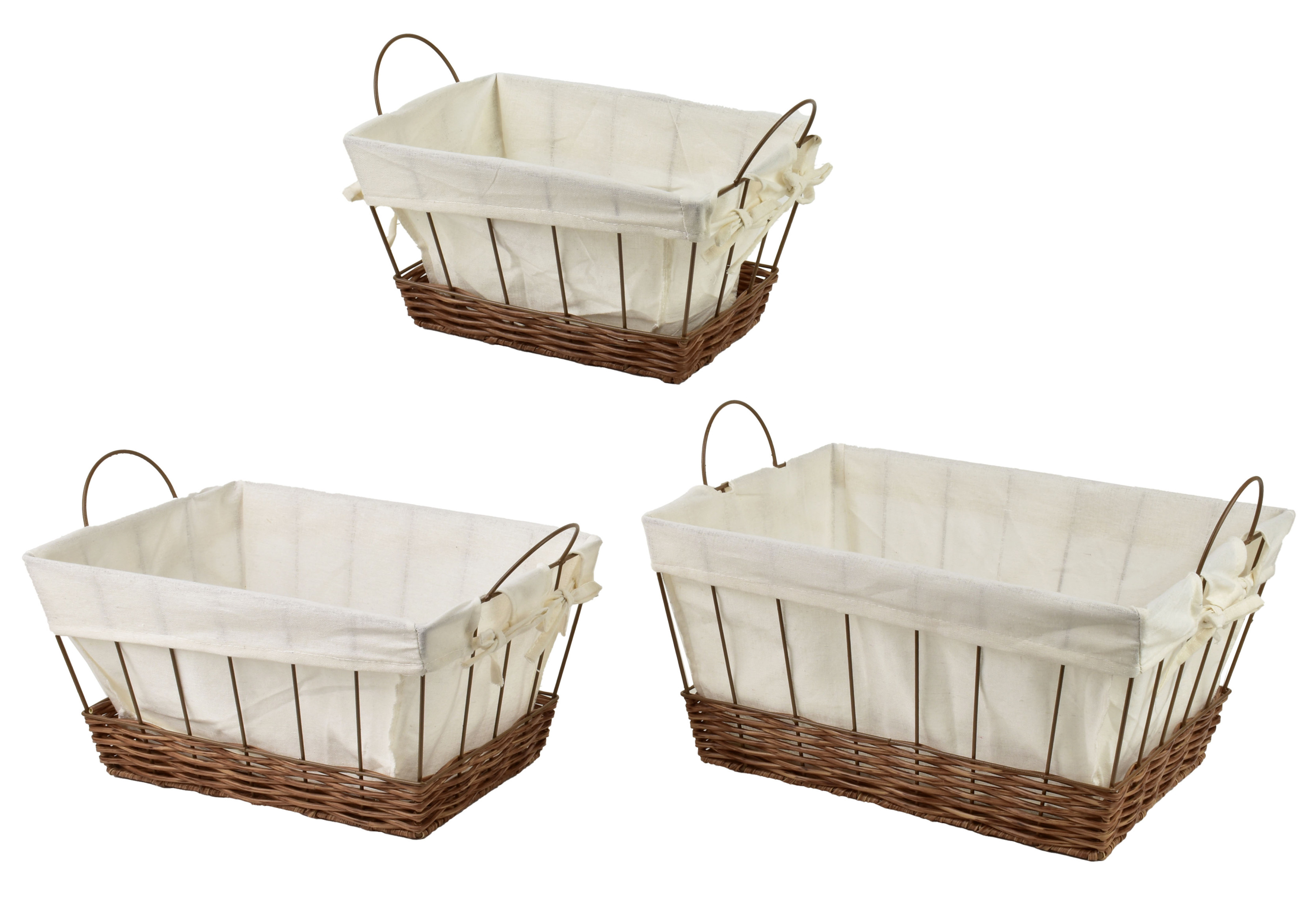 WILL Komplet 3 koszy prostokątnych XL40x30x20 cm L35X25X18 cm M30x20x16 cm